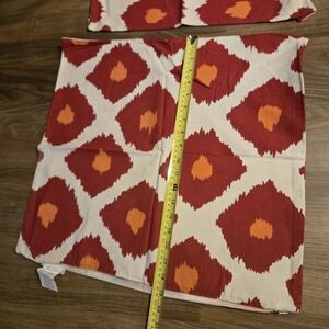 4 Pottery Barn Red and Orange Ikat Pillow Covers 20 X 20 Cotton